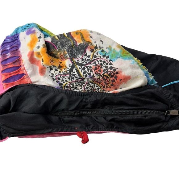 Y2k Boho Bohemian Hippie Shoulder Bag Peace elephant patch Made in Nepal cotton - Picture 9 of 16